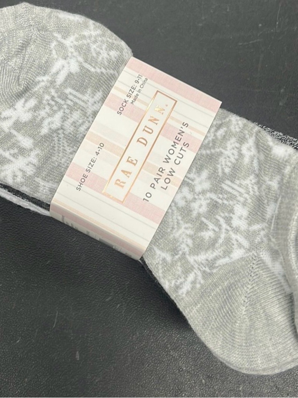 Rae Dunn Women's Low Cut Socks -  Gray white charcoal (10 Pair)